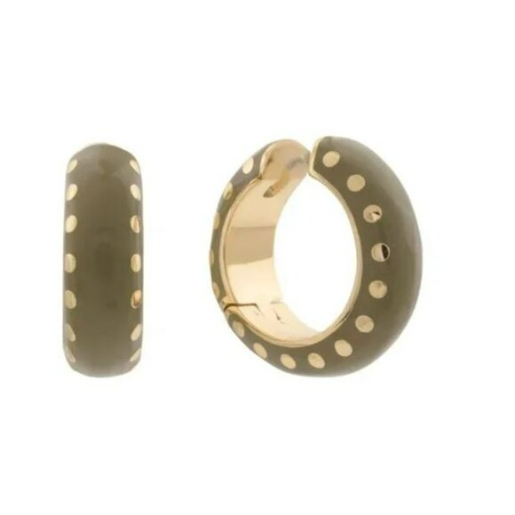 CLEARANCE Gorjana Gold Asher Hoops in Sage Green - Picture 1 of 3
